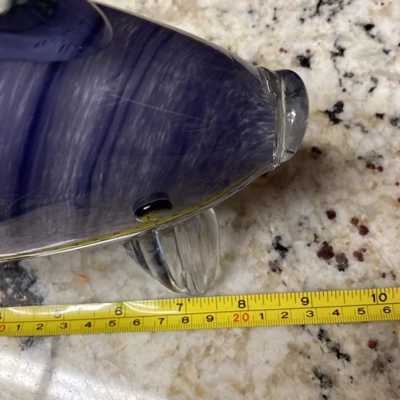 HQT Hand Blown / Made Glass Fish by HQT 9” Long - Picture 10 of 10